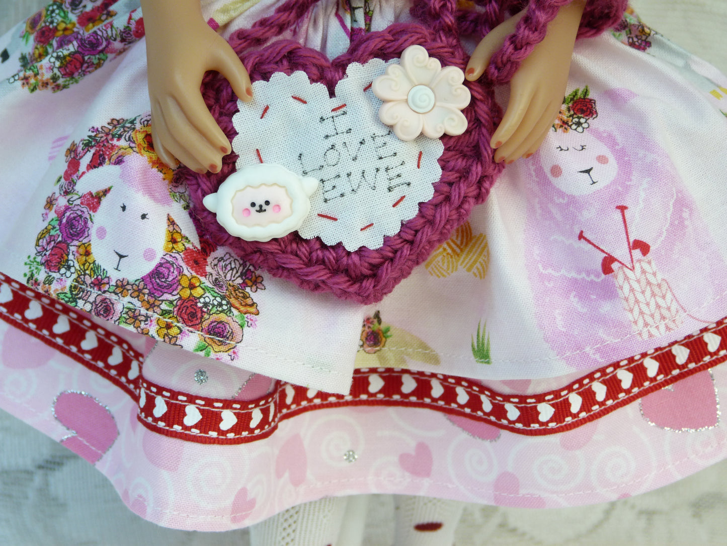 "I Love Ewe" Valentine Outfit for Ruby Red Fashion Friends 14.5 Inch Doll