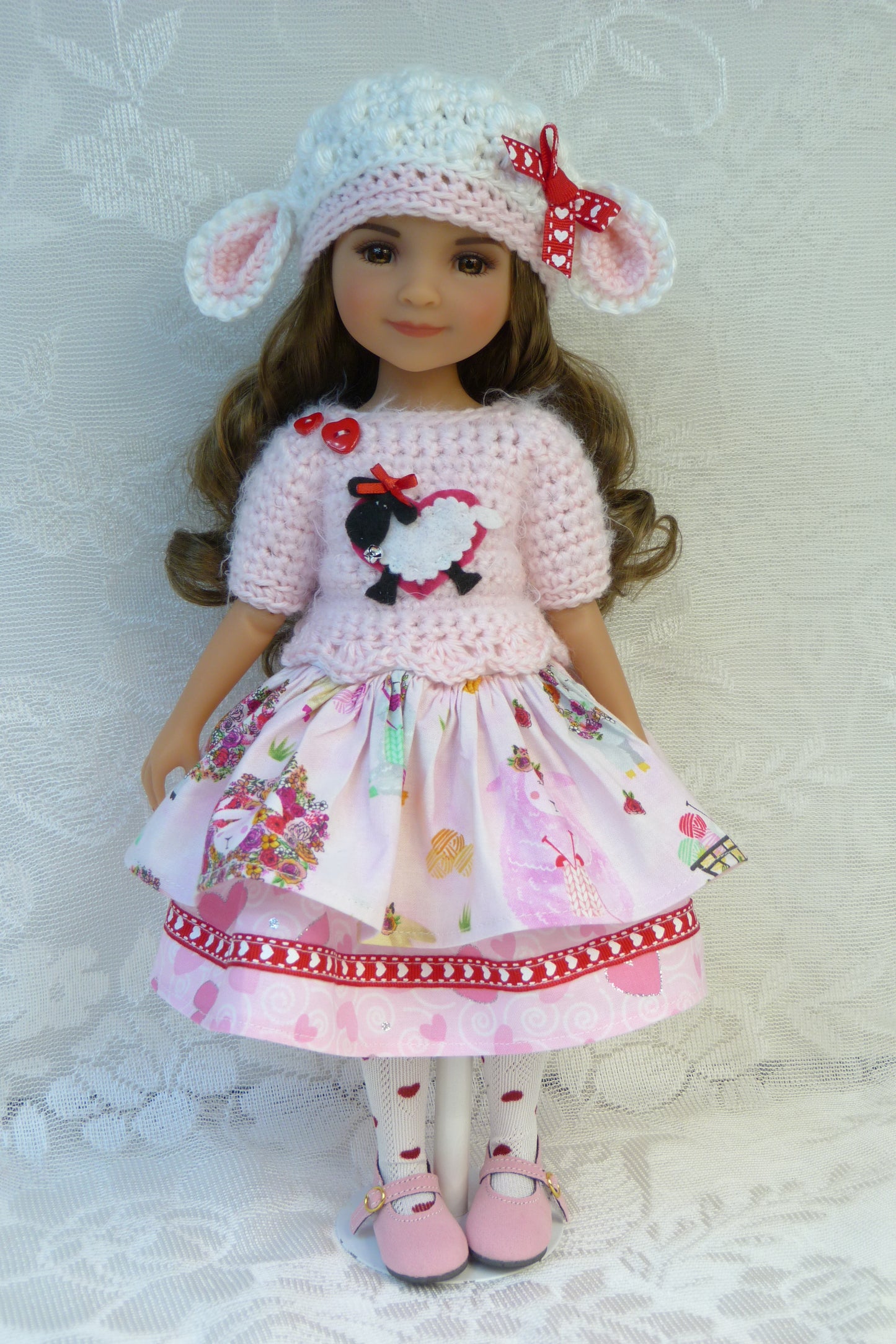 "I Love Ewe" Valentine Outfit for Ruby Red Fashion Friends 14.5 Inch Doll