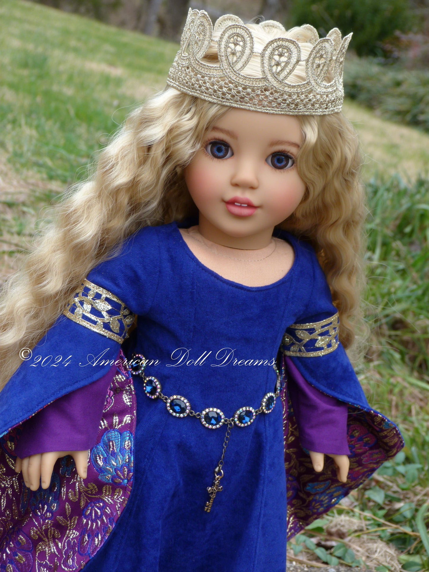 OOAK Medieval Princess American Girl 18 Inch Doll Hand Painted Eyes Custom Hair Corinne Repaint