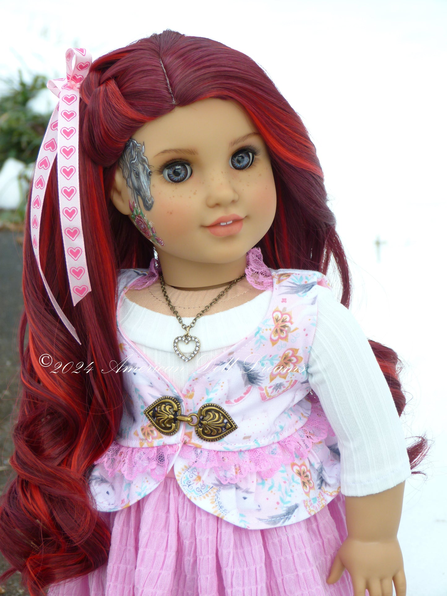 OOAK American Girl 18 Inch Doll Hand Painted Eyes Custom Hair Repaint