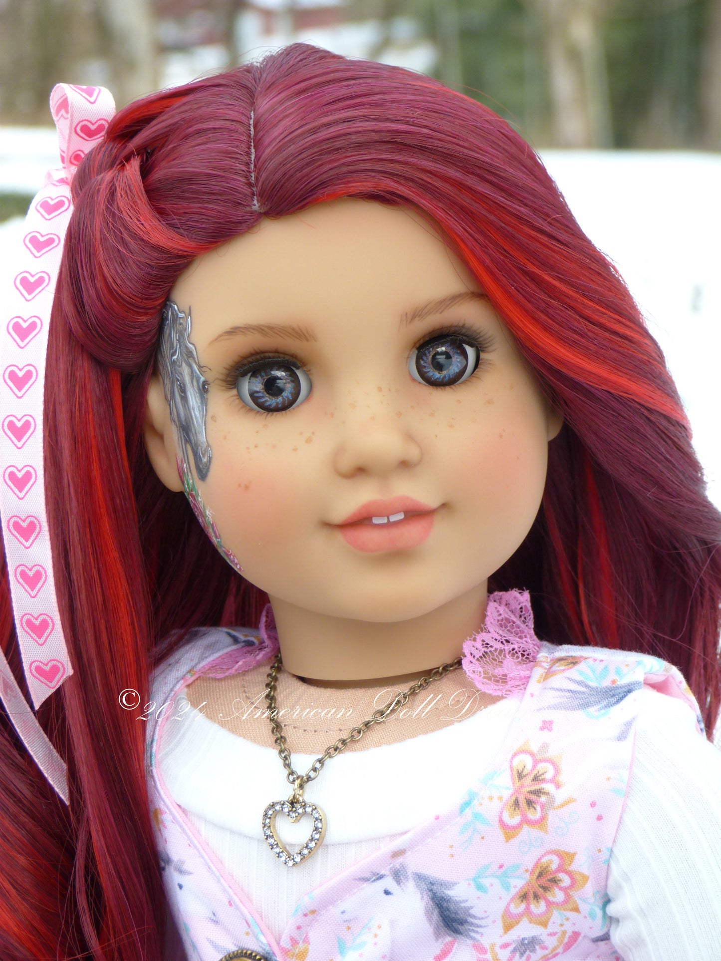 OOAK American Girl 18 Inch Doll Hand Painted Eyes Custom Hair Repaint