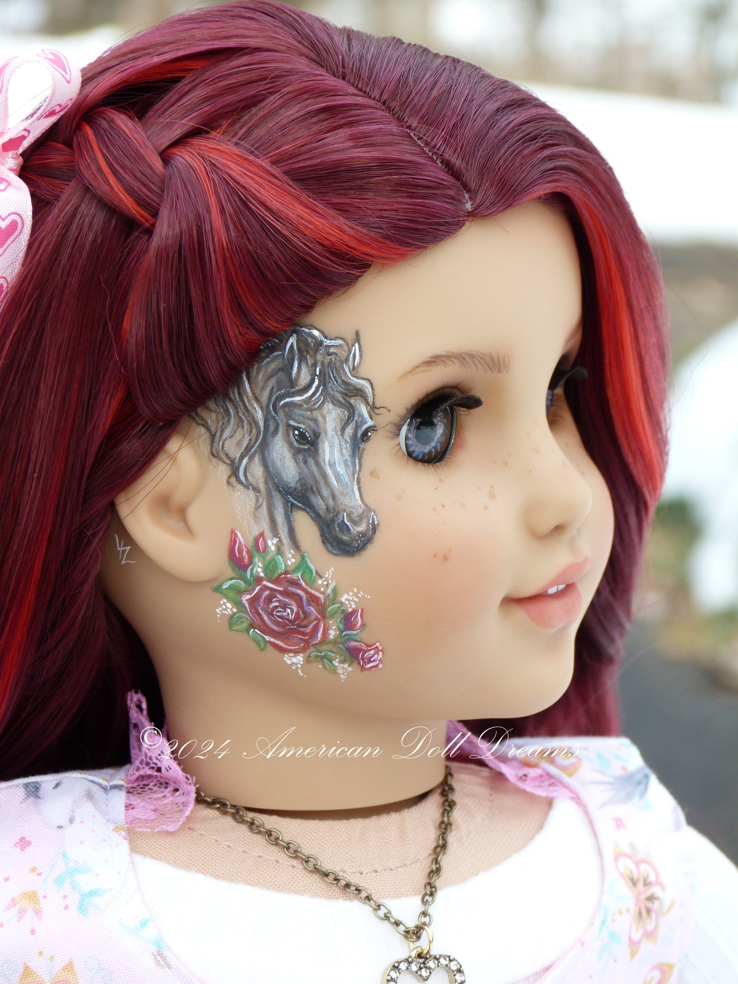 OOAK American Girl 18 Inch Doll Hand Painted Eyes Custom Hair Repaint