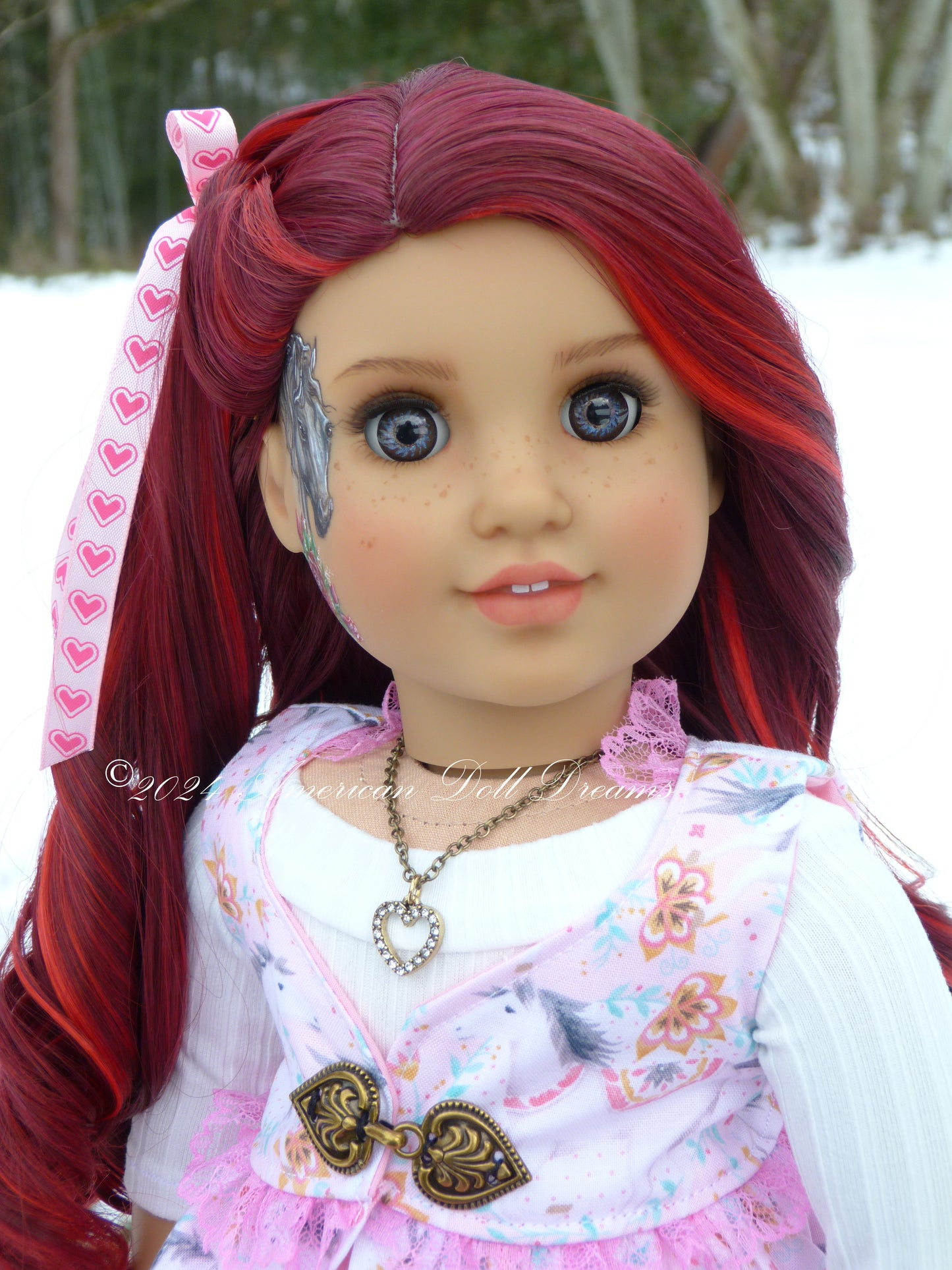 OOAK American Girl 18 Inch Doll Hand Painted Eyes Custom Hair Repaint