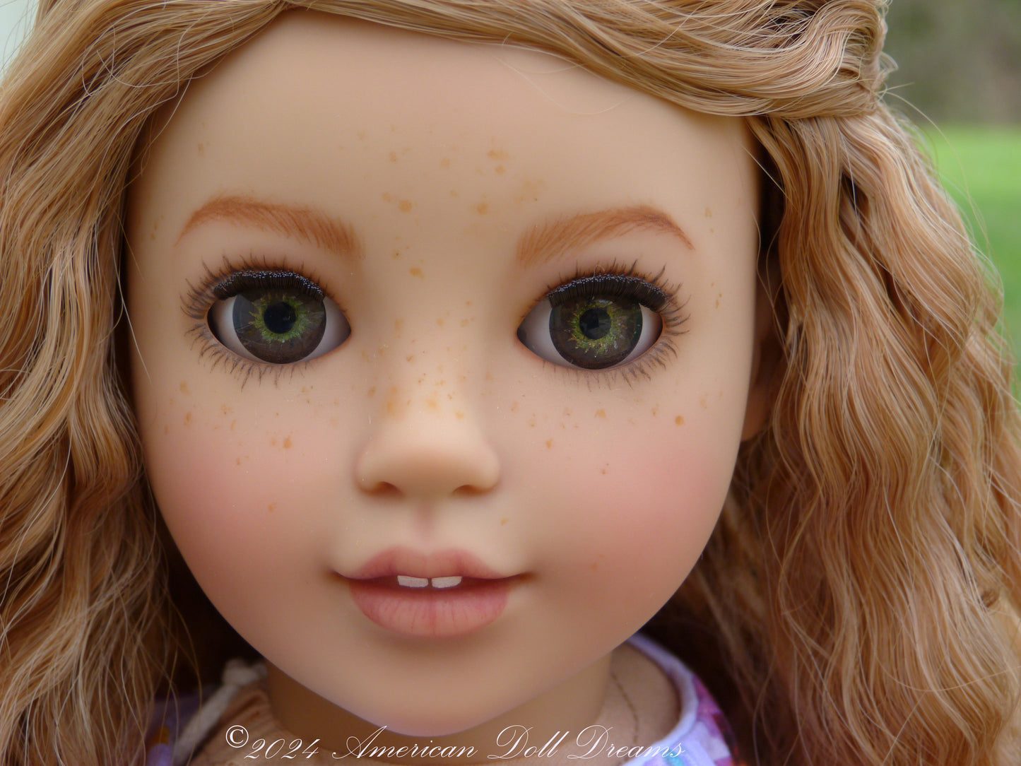 OOAK American Girl 18 Inch Doll Hand Painted Eyes Custom Hair Corinne Repaint Violet